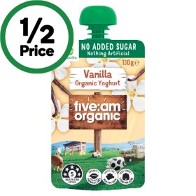 Five%3Aam+Organic+Kids+No+Added+Sugar+Yoghurt+Pouch+130g+%26ndash%3B+From+the+Fridge