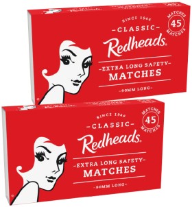 Redheads+Extra+Long+Matches+45+Pack%2C+Safety+Matches+10x45+Pack+or+Handy+270+Pack