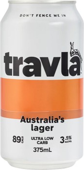 Travla-Mid-Strength-Lager-Cans-375mL on sale