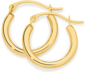 9ct+Gold+2x12mm+Polished+Hoop+Earrings