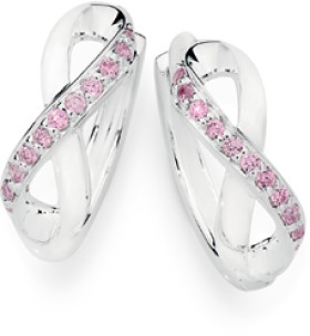 Sterling+Silver+Pink+Cubic+Zirconia+Infinity+Huggies