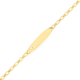 9ct+Gold+14cm+Figaro+1%2B1+Oval+I.D.+Bracelet