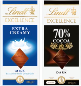 Lindt+Excellence+80%E2%80%91100g+or+Lindor+100g+Chocolate+Block+Selected+Varieties