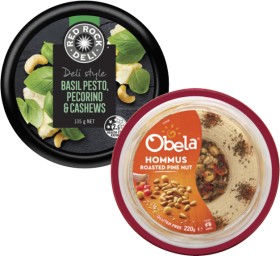 Obela+Garnished+Hommus+Dip+220g+or+Red+Rock+Deli+Dip+135g