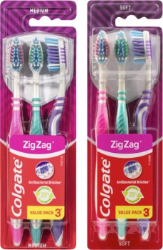 Colgate+Zig+Zag+Flex+Toothbrush+Soft+or+Medium+3+Pack