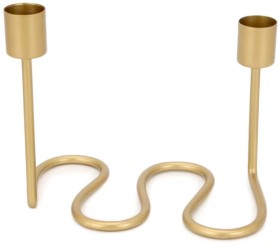 Wave+Taper+Candle+Holder+-+Gold+Look