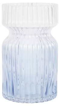 Ribbed+Blue+Glass+Vase