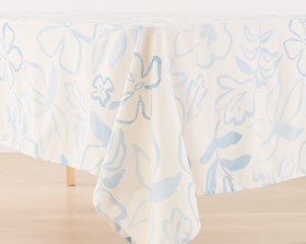 Blue+Floral+Printed+Tablecloth