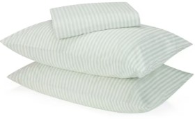 250-Thread-Count-Stripe-Cotton-Sheet-Set-Double-Bed-Sage on sale