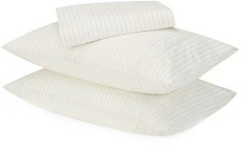 250-Thread-Count-Stripe-Cotton-Sheet-Set-Queen-Bed-Natural on sale