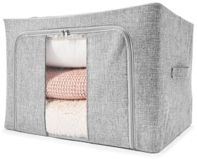 Linen+Look+Collapsible+Box+with+Window+-+Large%2C+Charcoal