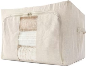 Linen+Look+Collapsible+Box+with+Window+-+Large%2C+Beige