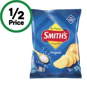 Smiths-Crinkle-Cut-Potato-Chips-or-Smiths-Double-Crunch-Potato-Chips-150-170g on sale