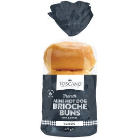 Toscano+Brioche+Mini+Hot+Dog+Rolls+270g+Pk+6