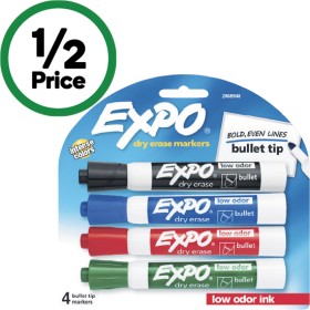 Expo+Dry+Erase+Whiteboard+Marker+Bullet+Tip+Assorted+Pk+4