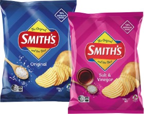 Smith%26%23039%3Bs+Crinkle+Cut+Chips+150%E2%80%91170g+or+Double+Crunch+Chips+150g+Selected+Varieties