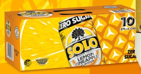 NEW+Solo+Zero+Sugar+Lemon+Pineapple+10x375mL