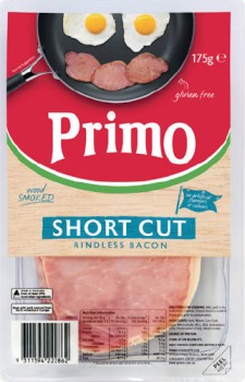 Primo-Wood-Smoked-Short-Cut-Rindless-Bacon-175g on sale