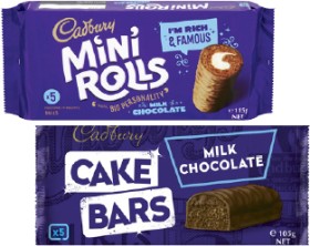 Cadbury+Cake+Bars+or+Rolls+105g-130g