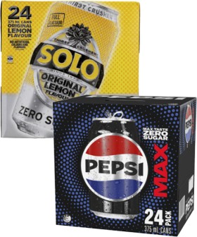 Pepsi+Max+or+Solo+Soft+Drink+24x375mL