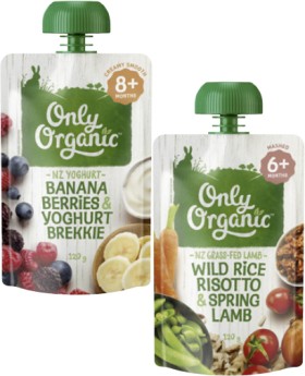 Only+Organic+4%2B+Months%2C+6%2B+Months+or+8%2B+Months+Baby+Food+Pouch+120g