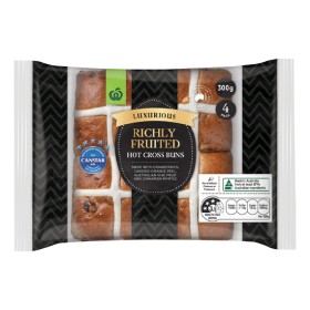 Woolworths+Luxurious+Richly+Fruited+Hot+Cross+Buns+Pk+4