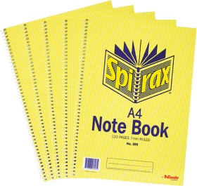 Spirax+5+Pack+A4+120+Page+Notebooks