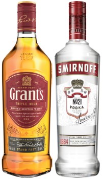 Grant%26rsquo%3Bs+Scotch+Whisky+or+Smirnoff+Red+Label+Vodka+700mL