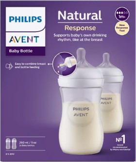 Avent-Natural-Response-Baby-Bottles-1-Month-260ml-2-Pack on sale