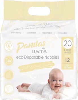 Pandas+by+Luvme+Nappies+Eco+Disposable+Small+%283-6kg%29+20+Pk