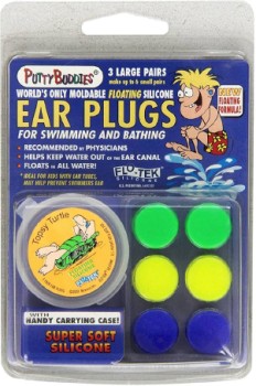 Putty+Buddies+Floating+Silicone+Ear+Plugs+3+Pairs+with+Case