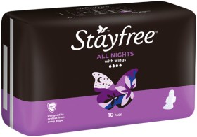 Stayfree+All+Nights+Pads+Extra+Long+with+Wings+10+Pack