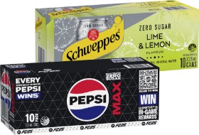 Pepsi-Solo-or-Schweppes-Infused-Natural-Mineral-Water-10x375mL-Selected-Varieties on sale