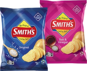 Smith%26rsquo%3Bs+Crinkle+Cut+150%E2%80%91170g+or+Double+Crunch+Chips+150g+Selected+Varieties