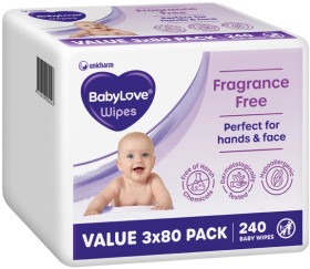 BabyLove+Fragrance+Free+Baby+Wipes+Value+3x80+Pack