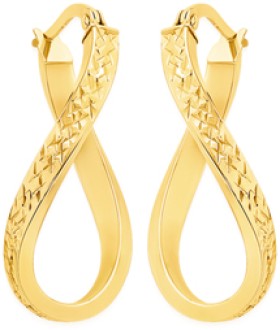 9ct+Gold+Diamond-Cut+Oval+Hoops