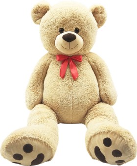 Wonder+Co.+Plush+150cm+Bear+Red+Bow+Light+Brown