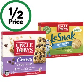 Uncle-Tobys-Muesli-Bars-145-185g-Pk-5-6-Uncle-Tobys-Le-Snak-132g-Pk-6-or-Uncle-Tobys-Roll-Ups-94g-Pk-6 on sale