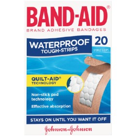 Band-Aid+Adhesive+Waterproof+Tough-Strips+Pk+20