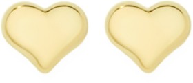 9ct+Gold+Heart+Stud+Earrings