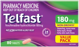 Telfast+Hayfever+Allergy+Relief+180mg+Value+Pack+80+Tablets