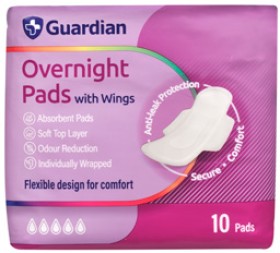 Guardian+Overnight+Pads+With+Wings+10+Pack