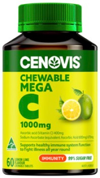 Cenovis+Chewable+Mega+C+1000mg+Lemon+Lime+Flavour+60+Tablets