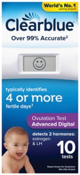 Clearblue+Advanced+Digital+Ovulation+Test+With+Dual+Hormone+Indicator+10+Pack