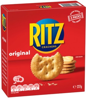 Ritz+Crackers+227g%2C+Mini+155-160g%2C+Brea%26rsquo%3Bkz+250g+or+Olina%26rsquo%3Bs+Bakehouse+Wafer+Crackers+100g+Selected+Varieties