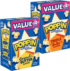 Poppin+Microwave+Popcorn+4x100g+Selected+Varieties