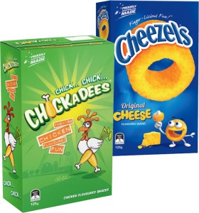 Cheezels+110%E2%80%91125g+or+Chickadees+125g+Box+Selected+Varieties