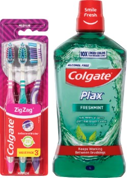 Colgate+Plax+Mouthwash+1+Litre%2C+Toothbrush+2-3+Pack+or+Sensitive+Pro-Relief+Toothpaste+110g+Selected+Varieties%2A%2A