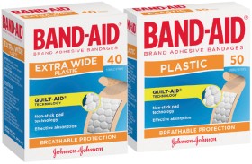 Band-Aid+Plastic+or+Clear+Strips+40-50+Pack+or+Extra+Wide+Plastic+40+Pack+Selected+Varieties