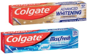 Colgate+Advanced+Whitening%2C+MaxFresh%2C+Optic+White+Toothpaste+120-200g%2C+SlimSoft+Advanced+Toothbrush+2+Pack+or+Zig-Zag+6+Pack+Selected+Varieties